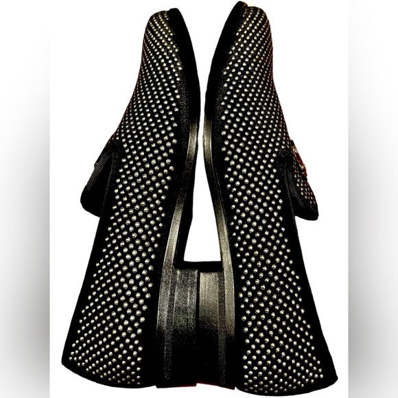 Stacy Adams Men\'s Shoes Swagger Studded Slip On Black and Silver size 7.5